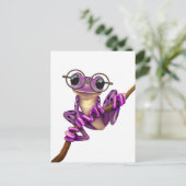 Kikker van de Paarse kikker met oogbril op wit Briefkaart (Staand voorkant)