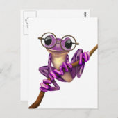 Kikker van de Paarse kikker met oogbril op wit Briefkaart (Voorkant / Achterkant)