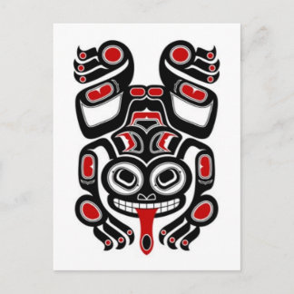 Kikker van de rode en zwarte Haida-boom Briefkaart