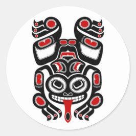 Kikker van de rode en zwarte Haida-boom Ronde Sticker