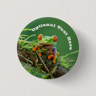 Kikker van de rode ogen op een tak ronde button 3,2 cm