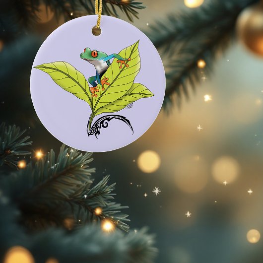 Kikker van de rode oogboom keramisch ornament