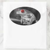 Kikker van de rode oogboom ovale sticker (Tas)