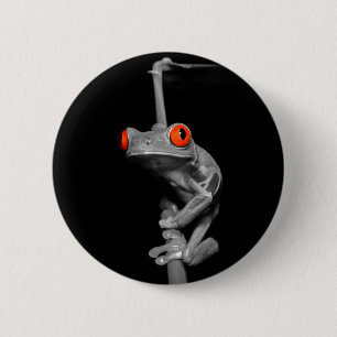 Kikker van de rode oogboom ronde button 5,7 cm