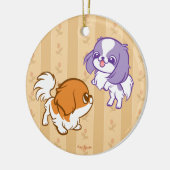 Kikker van Kawaii Puppies Japanse Chin Keramisch Ornament (Links)
