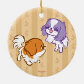Kikker van Kawaii Puppies Japanse Chin Keramisch Ornament (Achterkant)
