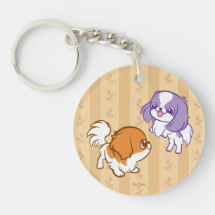 Kikker van Kawaii Puppies Japanse Chin Sleutelhanger