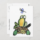 Kikker vangt op schildpad briefkaart (Voorkant / Achterkant)