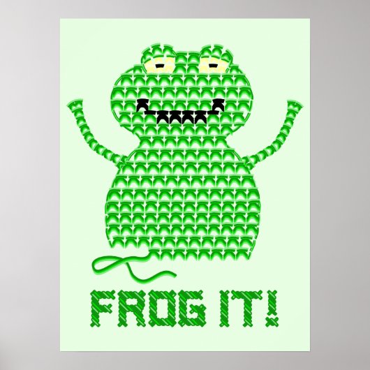 Kikker. Vector haakkikker (groene achtergrond) Poster (Voorkant)