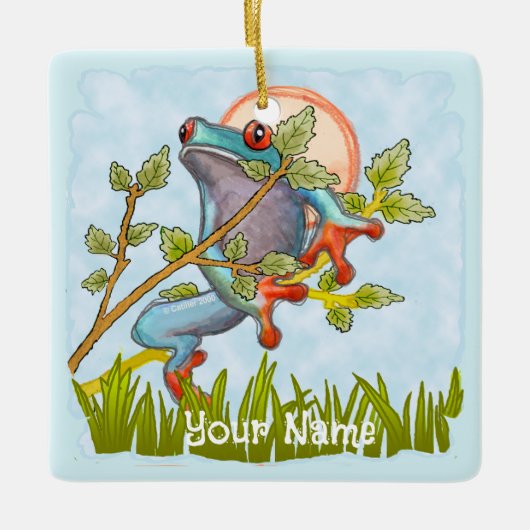 Kikker Verbergt Zich  Keramisch Ornament (Voorkant)