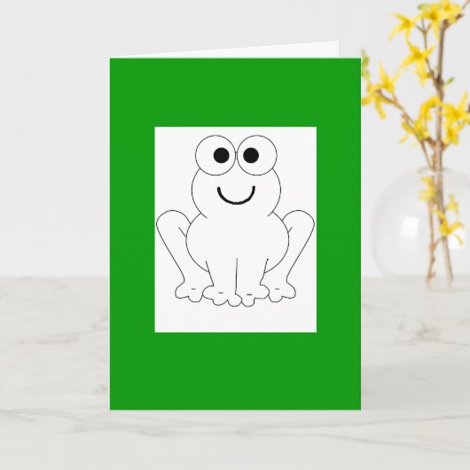 Kikker Verjaardag Kaart (Gele Bloem)