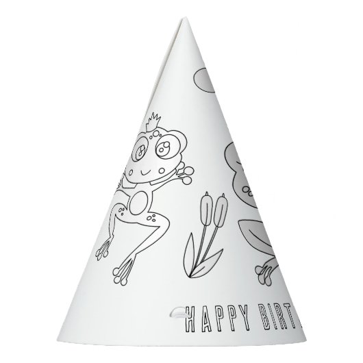 Kikker-verjaardag-partij - Kleur uw eigen partijPe Feesthoedjes (Links)