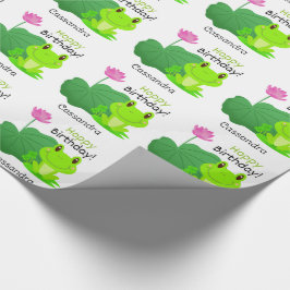 Kikker Verjaardag Pun Lotus Blad Bloem Naam Cadeaupapier