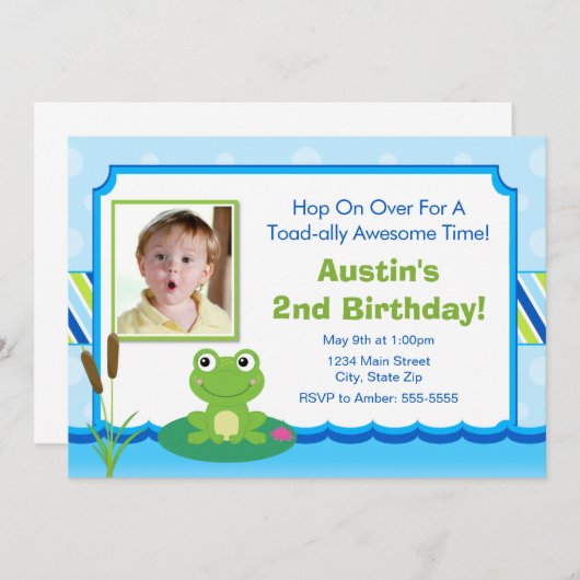 Kikker Verjaardag Uitnodiging 5x7 Pad Uitnodiging (Voorkant / Achterkant)