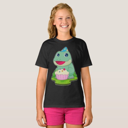 Kikker verjaardagscupcake t-shirt (Voorkant volledig)