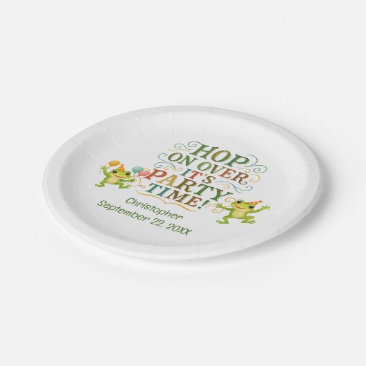 Kikker Verjaardagsfeest Jongen Meisje Peuter Kinde Papieren Bordje (Gekanteld)