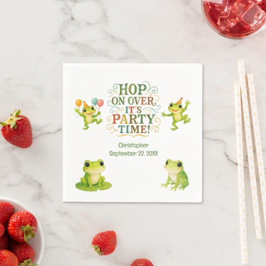 Kikker Verjaardagsfeest Jongen Meisje Peuter Kinde Servet (Insitu)