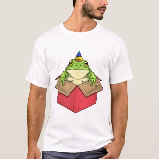 Kikker verjaardagsfeesthoed t-shirt (Voorkant)