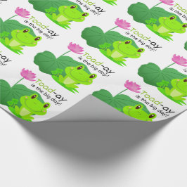 Kikker Verjaardagspin Lotus Bladbloem Kinder Cadeaupapier