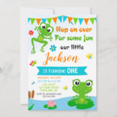 Kikker verjaardagsuitnodiging Groene reptieluitnod Kaart (Voorkant)