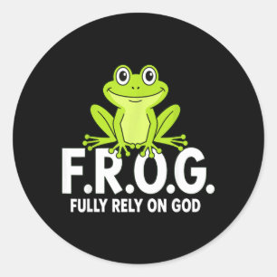 Kikker vertrouwt op God Schattig Christelijk Geloo Ronde Sticker