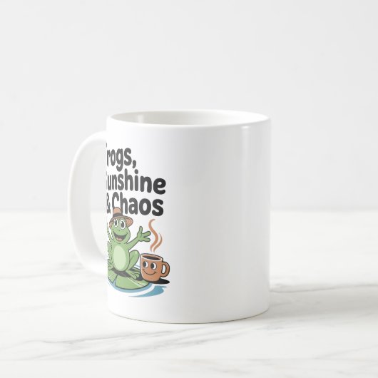 Kikker Vibes en koffie Chaos Koffiemok (Voorkant links)