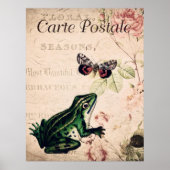 kikker & vlinder Franse Bloemen Poster (Voorkant)