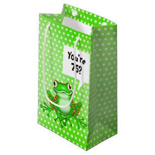 Kikker voor 75e verjaardag op stippen klein cadeauzakje