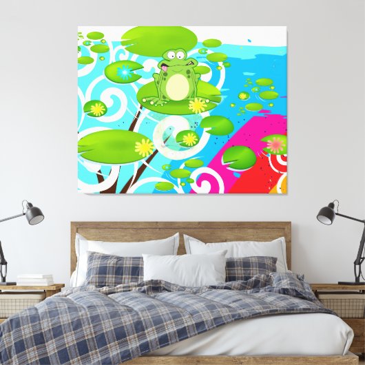 Kikker voor gewichtheffen canvas afdruk (Insitu (Slaapkamer))