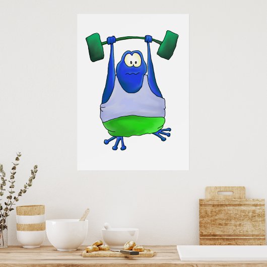 Kikker voor gewichtheffen poster (Keuken)
