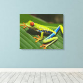 Kikker voor kleurrijke bomen canvas afdruk (Insitu (Houten vloer))