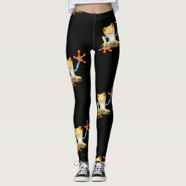 Kikker voor kleurrijke geel en blauwe rode oogbome leggings