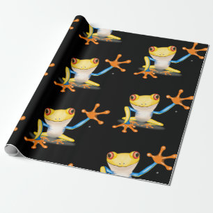 Kikker voor kleurrijke rode oogbomen cadeaupapier