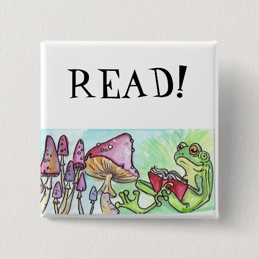 Kikker voor winkelboekje vierkante button 5,1 cm (Voorkant)