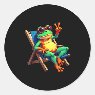 Kikker Vrede Teken Zonnebril Zomer Ronde Sticker