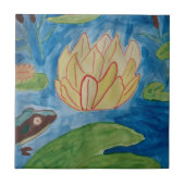 Kikker & Waterlelies Keramische Tegel Tegeltje (Voorkant)