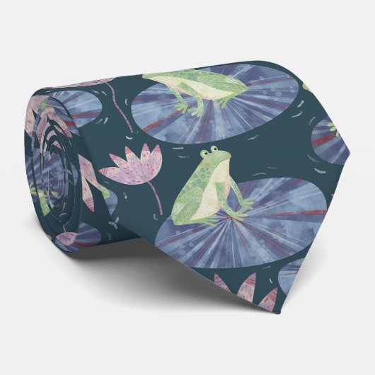 Kikker Waterverf donker Stropdas (Opgerold)