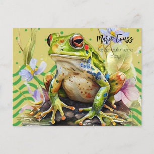 Kikker Waterverf Leuke tekst & Naam Flat Holiday K Briefkaart