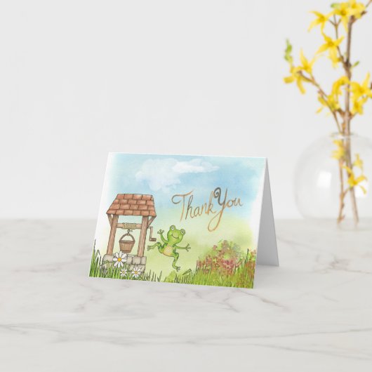 Kikker Waterverf Schattigee Dank je Kaart (Gele Bloem)