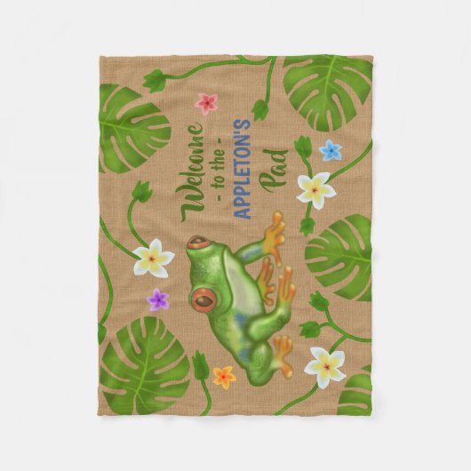 Kikker Welkom bij de Tropische Persoonlijke Naam P Fleece Deken (Voorkant)