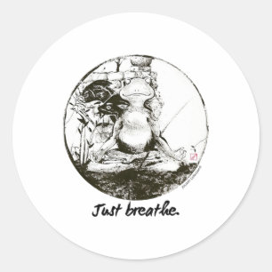 Kikker Zen Yoga Alleen Ademhaling Meditatie Kunst Ronde Sticker