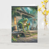 Kikker zit in een schommelstoel kaart (Gele Bloem)