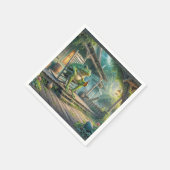 Kikker zittend in een veranda schommelstoel servet (Hoek)