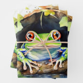 Kikker Zittend op Waterverf Lily Pad Inpakpapier Vel (In situ)