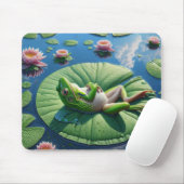 Kikker zonnen op Lily Pad Leaf Muismat (Met muis)