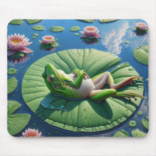 Kikker zonnen op Lily Pad Leaf Muismat (Voorkant)