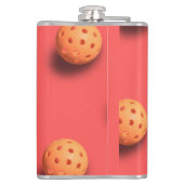 Kikkerbal op koraalkleurkolf heupfles (Achterkant)