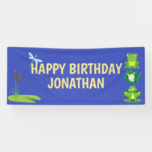 Kikkerbroeken, speciaal gepersonaliseerd op Birthd Spandoek (Horizontaal)