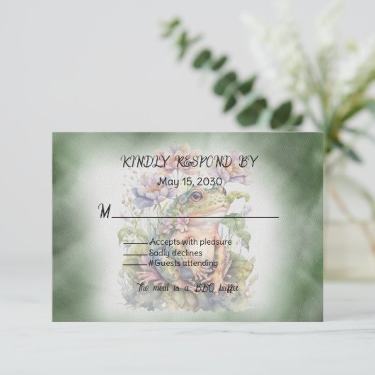 kikkerbruiloft RSVP kaartje (Staand voorkant)