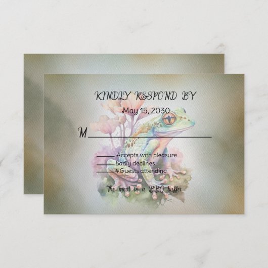 kikkerbruiloft RSVP kaartje (Voorkant / Achterkant)